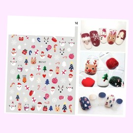 (Lot of 2 Sheets) Butterfly Nail Stickers Waterproof DIY Decal Pink Flower Type 147 Xmas for Nails Design Nail Art Stickers Decals Supplies Manicure Tips Sticker Colorful for Nail Decorations