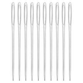 sourcing map 30 Pcs Large Eye Sewing Needles, 2.76 Inch 2mm High Carbon Iron Embroidery Thread Needle Sewing Blunt Needle Knitting Needles for Hand Sewing Art Crafts, Silver