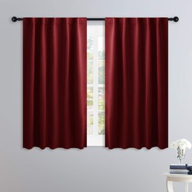 NICETOWN Blackout Curtains 45 Inches 2 Panels for Christmas Decor - Room Darkening Thermal Curtains Rod Pocket/Back Tab Window Covering Drapes for Living Room/Bedroom/Kitchen, 42 Width, Burgundy Red