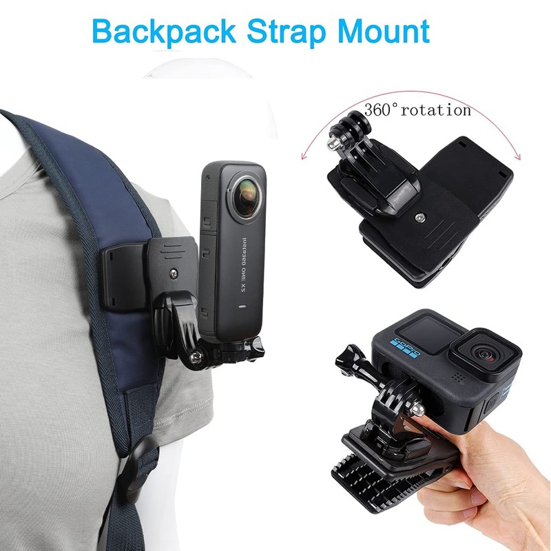 PellKing Head Strap Mount Backpack Clip Mount Kit with 360