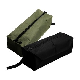 Rumyve2pcs Multi-Purpose Zipper Small Tool Bag,Waterproof Tool Bag Zipper Tool Bag Canvas Tool Bag,Black and Green Storage Bag