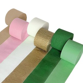 Party Decorations, 6 Rolls Pink Rose Gold Crepe Paper Streamers or Boho Decor, Streamers Party Decorations for Bachelorette Party, Wedding,Birthday,Bridal Shower,Woodland Decor (Sage Green)
