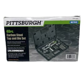 PITTSBURGH Carbon Steel SAE or Metric Tap and Die Set, 40 Piece