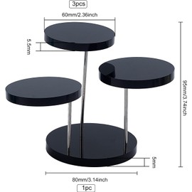 FINGERINSPIRE 3 Tier Black Acrylic Rotating Jewellery Stand Acrylic Round Barbell Pedestal Display Earring Ring Bracelet Jewellery Display Case Stand Holder for Home Organisation