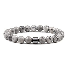 Yecomsy Natural Healing Gemstones Bracelet Anti Alcohol Bracelet Anxiety Stress Relief Gifts-Gray Stone