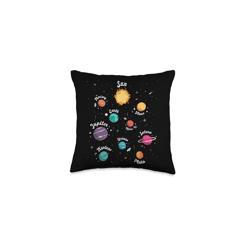 Planetary System Kids Planets Outer Space Knowledge Science Throw Pillow