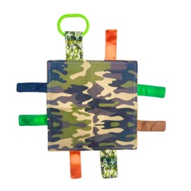 Baby Jack & Co 8x8 Hunting Camo Lovey Tag Toys - Baby Crinkle Toys - Crinkle Toys for Baby - Soft & Safe - Learn Shapes & Colors - Ideal Baby Toy - BPA Free w/Stroller Clip