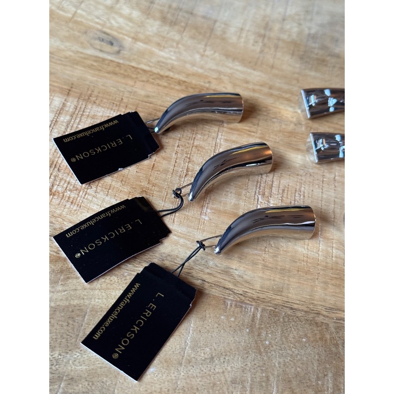 France Luxe L. Erickson Silver 3 Pair Set Hair Clips