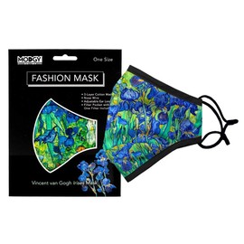 MODGY Fashion Mask 3-Layer Cloth Face Masks with Filter Pocket Insert, Nose Wire, Adjustable Ear Loops, Breathable, Reusable, Washable, Women, Men, Adults, Van Gogh Irises