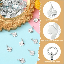 Airssory 50 Pieces Four Leaf Plant Clover Pendants for Bracelets Jewelry Making Accessories DIY Crafts