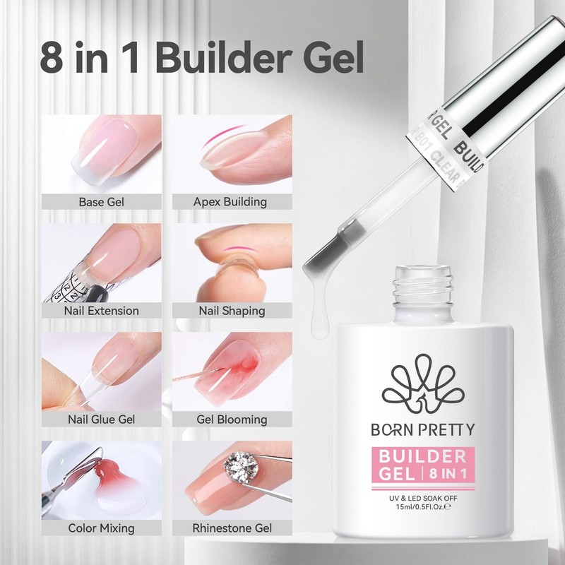 BORN PRETTY Builder Gel 8 in 1 Clear Gel 15ml,