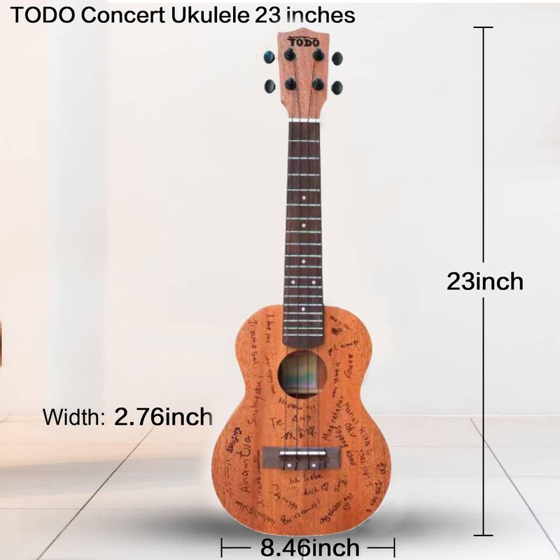 TODO Concert Ukulele Solid Mahogany Top 23 Inch : The
