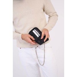 DAVIDOFF Home Run Men's Wallet Black - Modern Wallet Made of Vegan Material - Practical Men's Wallet with Removable Chain and Coin Compartment, black, Modern