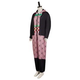 Loesoul Kamado Tanjirou Cosplay Kamado Nezuko Onesie Pajamas Tanjirou Hooded Sleepwear Jumpsuit Halloween Christmas Outfits