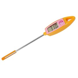 Digital Kitchen Thermometer, Accurate Meat Thermometer Probe 13.2cm LCD Display Temperature Measuring Tool for Cooking, BBQ, Grill (Orange/Pink)