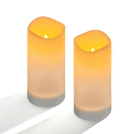 SUNNYPARK Solar Candles Outdoor Waterproof, Solar Powered Assorted Flameless Pillar Candles for Patio Lanterns 3’’x 6’’ Set of 2