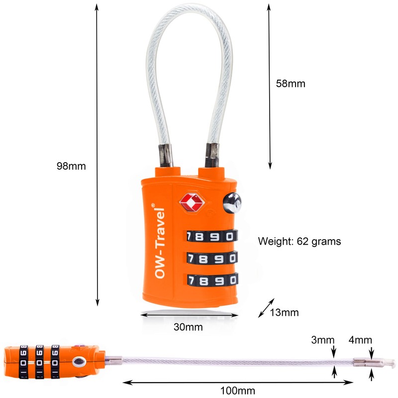 OW-Travel TSA Approved Luggage Locks (2 Pack) 3 Digit Heavy