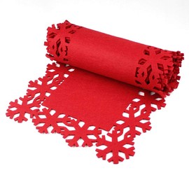 Christmas Concepts® 2M Luxury Red Felt Table Runner With Snowflake Edge Design - Christmas Tableware - Dining Room Accessories