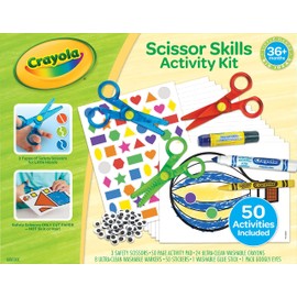 Crayola Toddler Scissor Skills Activity Kit, 3 Count Safety Scissors and Craft Supplies, Gift for Kids, Ages 3, 4, 5