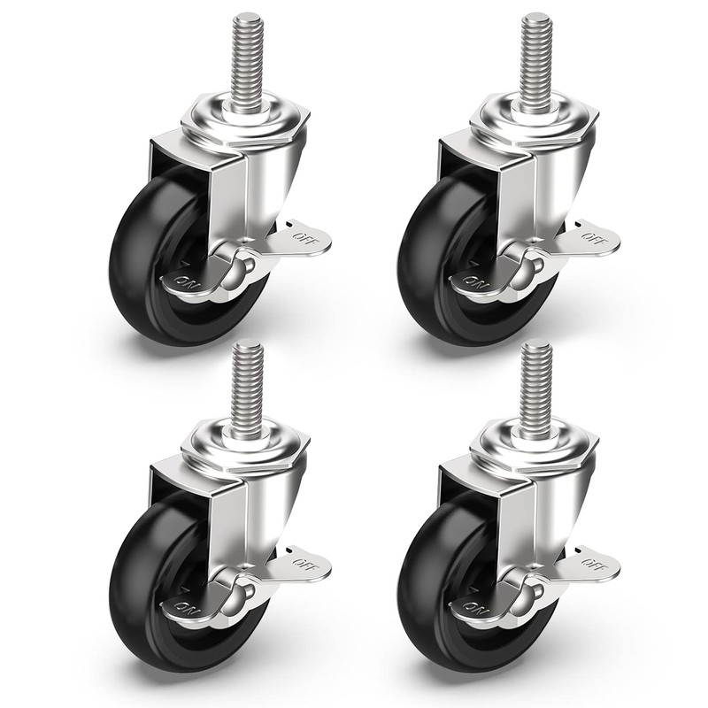 HOLKIE Caster Wheels 3 inch Locking Casters Set of 8,