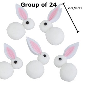 Group of 24 White Pom Pom Easter Bunnies by Factory Direct Craft for Spring Decorating and Easter Crafting