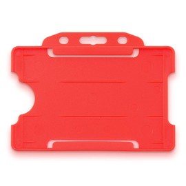 CKB LTD 10 x Red Single Sided Hard Plastic ID Card Holder Rigid Slip In Horizontal ID Card Holder for 86mm 54mm CR80 Credit Card Size