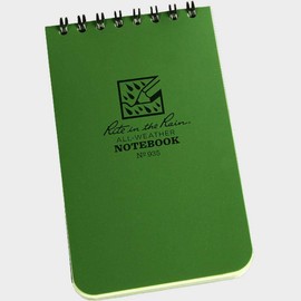 Rite in the Rain Weatherproof Top-Spiral Notebook, 3" x 5", Green Cover, Universal Pattern (No. 935)