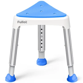 Space-Saving Triangular Shower Chair for Elderly and Disabled, 400 lbs Adjustable Shower Stool Seat with Stable-Bracing, Non-Slip Bathtub Chair, Tool-Free Assembly, Blue With Eva Pad
