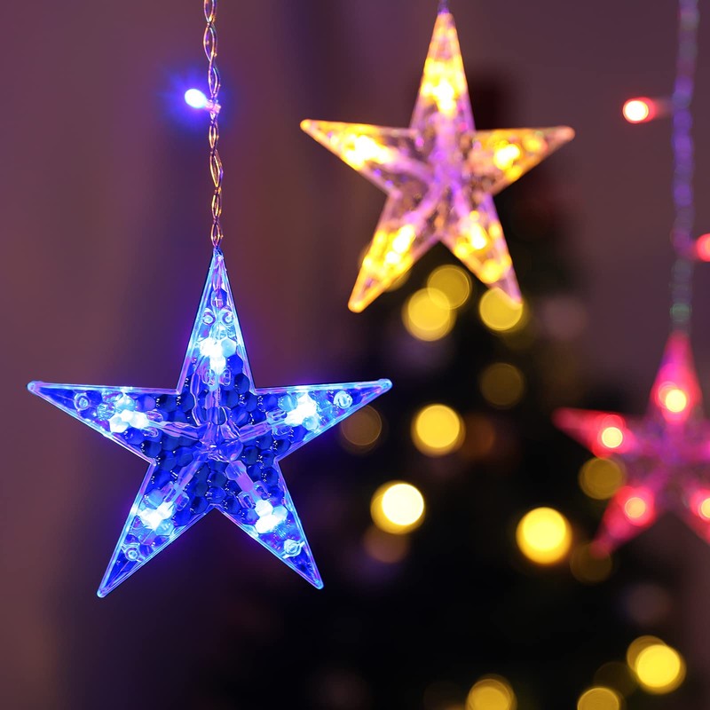 BLOOMWIN Light curtain star light chain curtain, USB 8 modes,