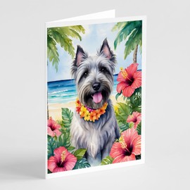 Caroline's Treasures Skye Terrier Luau Greeting Cards Pack of 8 Blank Cards with Envelopes Whimsical A7 Size 5x7 Blank Note Cards