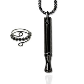 Bkemkri Breathing Necklaces, Includes 1 Piece Fidget Ring, Stress Relief, Easy Breathing, Meditation Jewellery, Stress Relief, Anxiety Relief Necklaces, Stainless Steel Panic Attack Breath Chain,