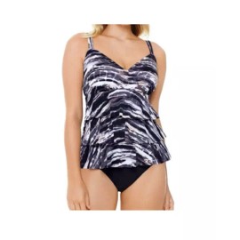 Swim Solutions $109 Coastal Plates Triple Tier One Piece Swimsuit Size 8