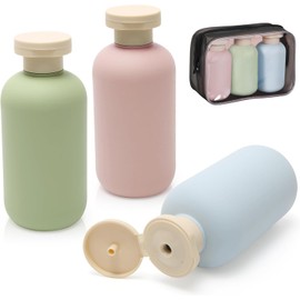 3 Piezas Botellas de Viaje 100 Ml, Envases para sin Fugas, Set de Kit de Aseo Personal Mujer, Accesorios de (verde + Azul + Rosa, 3.4 Onzas)