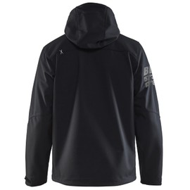 BLAKLADER Men's Pro Softshell Workwear Jacket with Hood 3-Layer Warm Insulated Windproof Waterproof Breathable Reflective, Black/Silver, X-Large