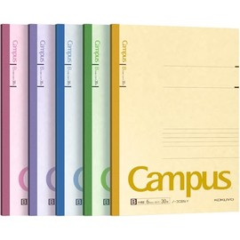 KOKUYO Cuadernos de Composición, Paquete de 5 Cuadernos Campus Semi-B5 con Rayado B de 6mm, 30 Hojas, Cuaderno Clásico de Rayas Escolares, Cuaderno Di
