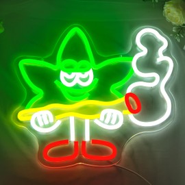 Geeinar Leaf Led Neon Sign for Wall Decor Neon Lights Signs Green Leaf Decor for Bedroom Dimmable Led Neon Sign for Man Cave Living Room Bar Game Room Club Hotel Party Gift