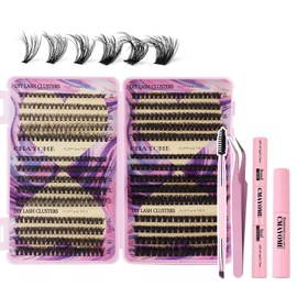 RoseFlower DIY Lash Extension Kit, 544pcs 10-18mm D Curl Fluffy and Thick Lashes Clusters Natural False Eyelash Extensions Kits with Mascara Brush Bond Seal Lashs Applicators Tweezers