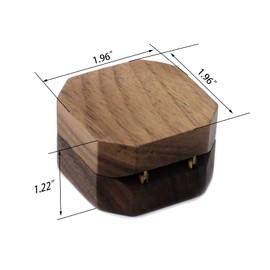 Tighall Black Walnut Wood Portable Proposal Ring Box, Octagonal Ring Box Jewelry Gift Box for Wedding, Engagement