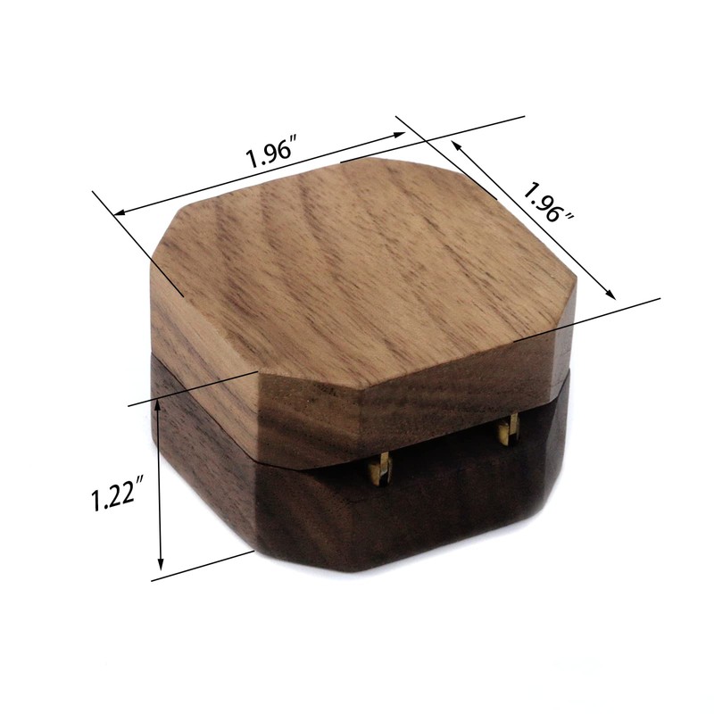 Tighall Black Walnut Wood Portable Proposal Ring Box, Octagonal Ring