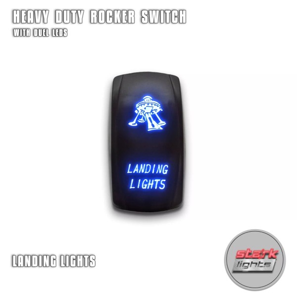 Stark BLUE Laser Etched LED Rocker Switch Dual Light 20A