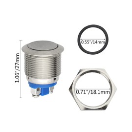 WMYCONGCONG 2 PCS Momentary Push Button Switch 19mm Waterproof Metal Flat Top 250V 3A 1NO