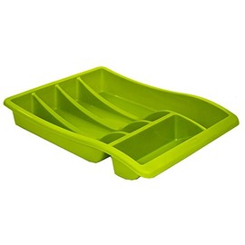 Whitefurze Cutlery Tray, Plastic, Leaf Green