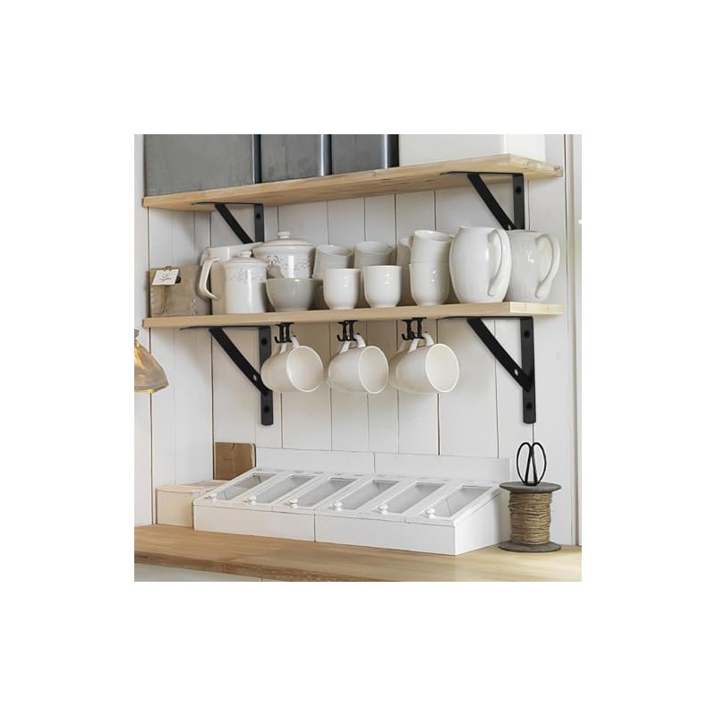 Heavy Duty Shelf Brackets - 8 Pcs Metal Wall Mount