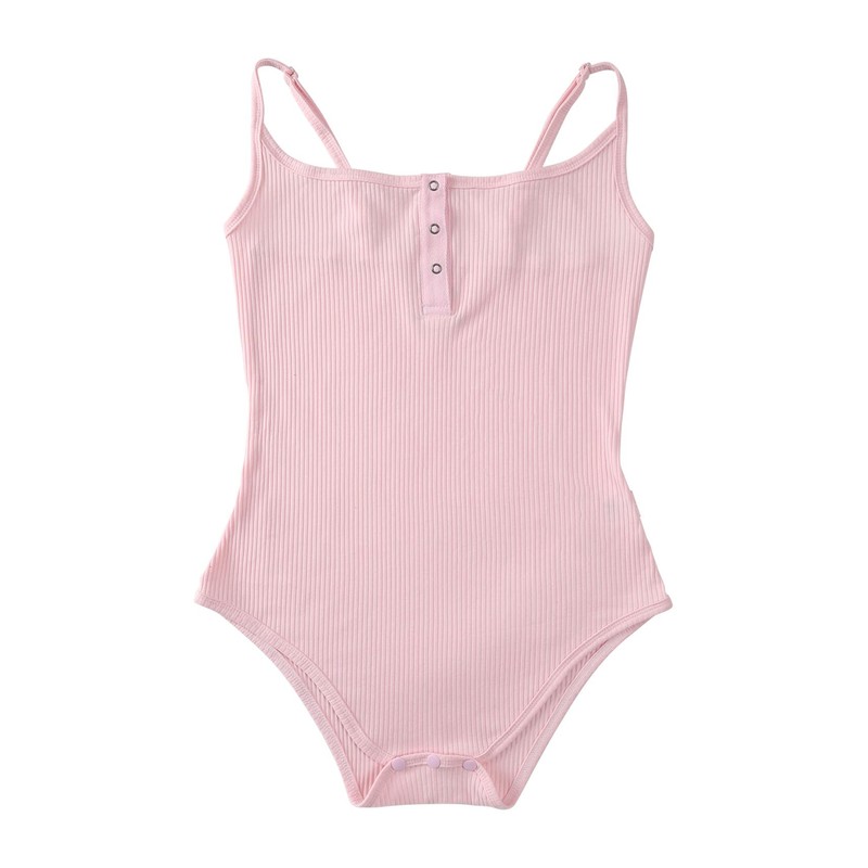 CutiePlusU Cotton Button Crotch Adult Sling Onesie Bodysuit V-Neck Button,