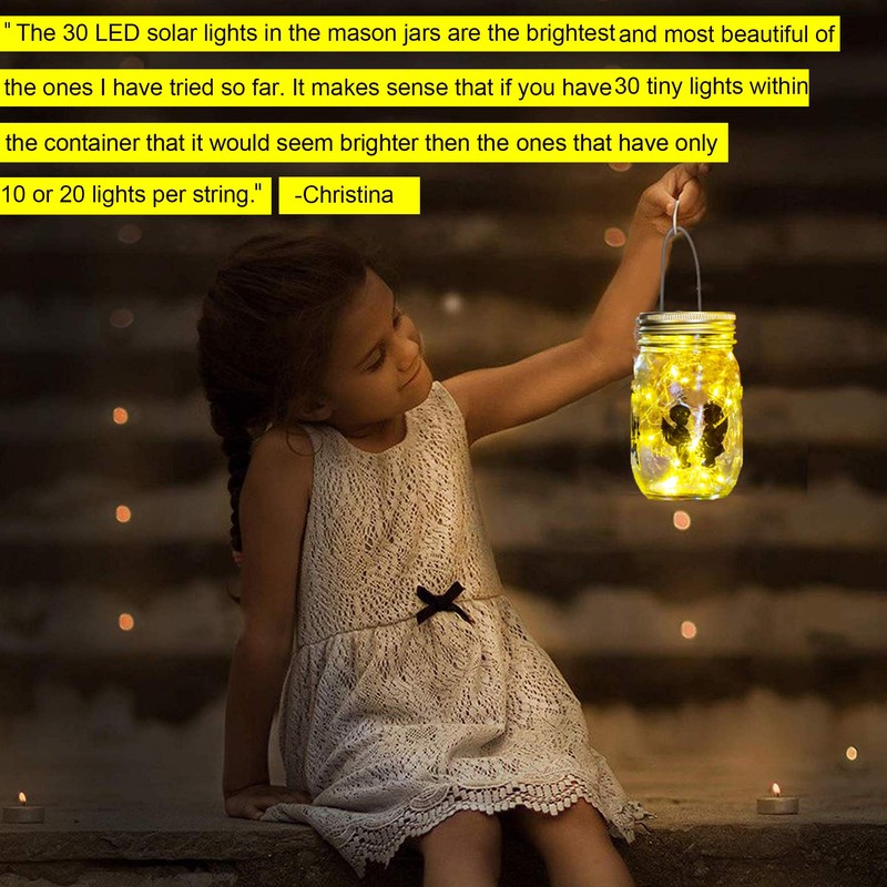 ZNYCYE Solar Mason Jar Lights 12 Pack 30 Led String