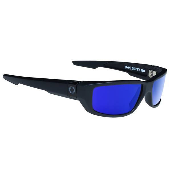Spy Optic Dirty Mo Matte Black Wrap Sunglasses, Happy Bronze Polar with Blue Spectra, 60mm