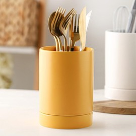 Utensil Holder Utensil Holder Cooking Utensil Holder, Ceramic Silverware Holder Flatware and Cutlery Utensil Crock for Kitchen Countertop (Yellow) Holder Large Utensil Holder