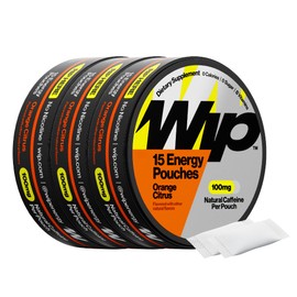 Wip Energy Pouches | 100mg Natural Caffeine | Vitamins and Minerals | Orange Citrus | 15 Pouches Per Can | 3 Cans