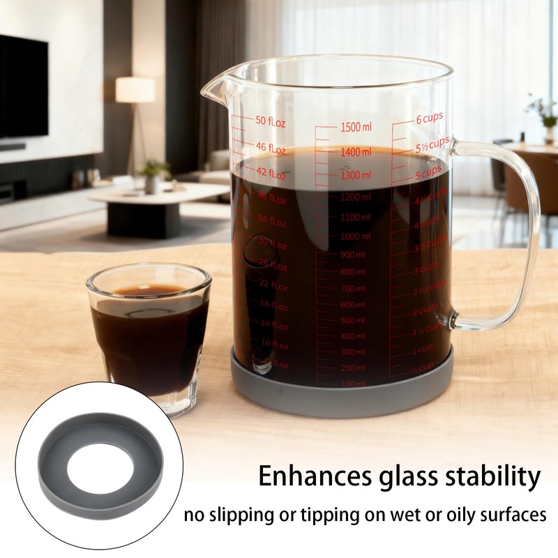 Ncnnwovf 1500ml/6 Cup Glass Measuring Cup,Measuring Cup with Silicone Boot,