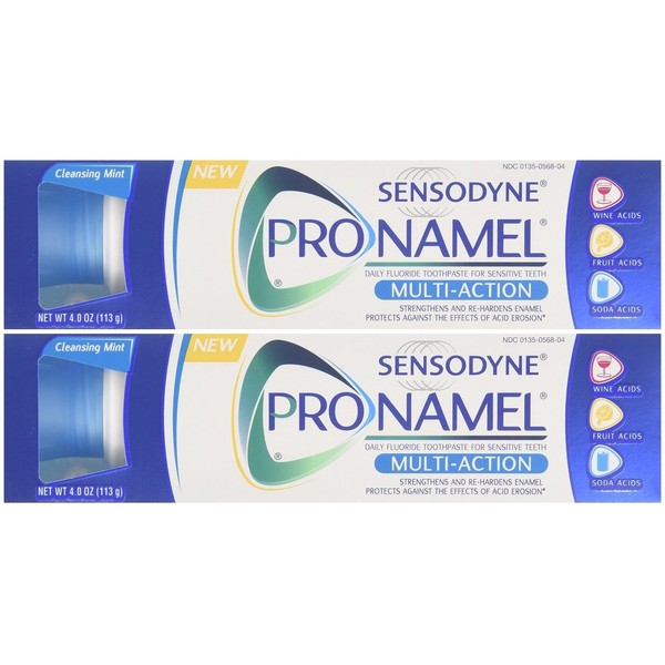 Sensodyne Pronamel Multi-Action Toothpaste, Cleansing Mint 4 oz (Pack of 2)